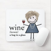 Stick figuur meisje met wijnglas muismat (Met muis)