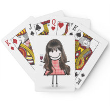 Stick figuur meisje met wijnglas