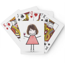 Stick figuur meisje met wijnglas