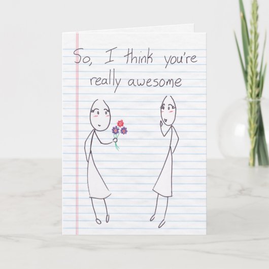 Stick figuur meisje naar meisje Valentijn Feestdagen Kaart (Voorkant)