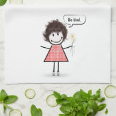 Stick Figuur meisje op wit Theedoek (Gevouwen)