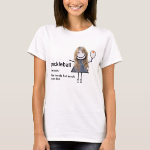 Stick figuur meisje pickleball en peddel t-shirt