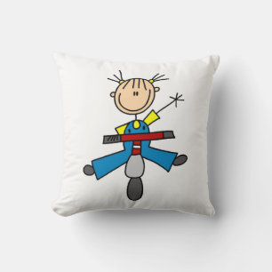 Stick figuur meisje rijden een scooter kussen