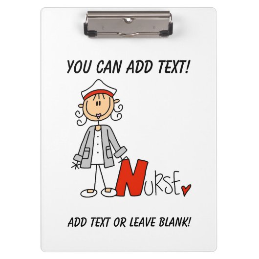 Stick Figuur N is voor Nurse Clipboard Klembord (Voorkant)
