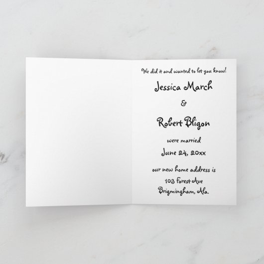 Stick figuur net getrouwd aankondiging (Binnen)