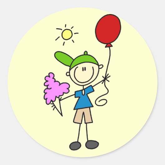 Stick figuur op de beurs Tshirts en geschenken Ronde Sticker (Voorkant)