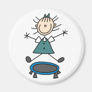 Stick Figuur op trampoline Magnet