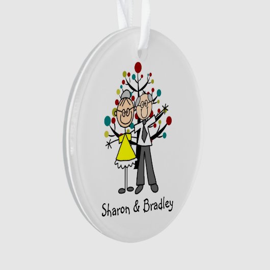 Stick figuur oudere paar acryl Ornament (voorkant)