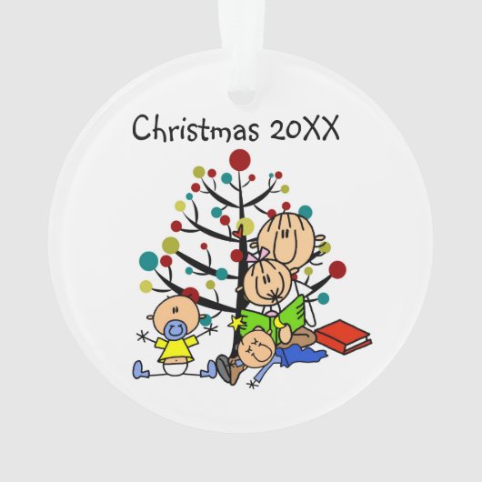 Stick figuur ouders, Kinder acryl Ornament (achterkant)