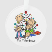 Stick figuur ouders, Kinder acryl Ornament (voorkant)