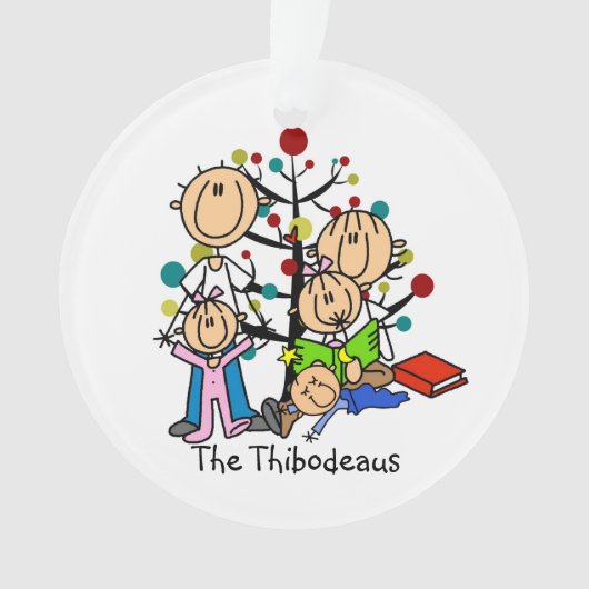 Stick figuur ouders, Kinder acryl Ornament (voorkant)