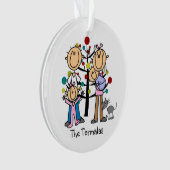 Stick figuur Ouders, Meisje, Baby, Hond Ornament (voorkant)