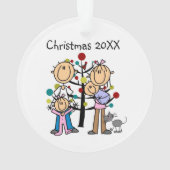 Stick figuur Ouders, Meisje, Baby, Hond Ornament (achterkant)