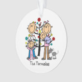 Stick figuur Ouders, Meisje, Baby, Hond Ornament (voorkant)