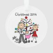 Stick Figuur Pa mam Baby Cat Acrylornament Ornament (achterkant)