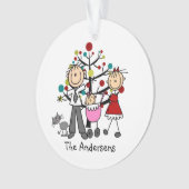 Stick Figuur Pa mam Baby Cat Acrylornament Ornament (voorkant)