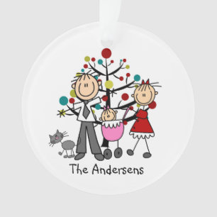 Stick Figuur Pa mam Baby Cat Acrylornament Ornament