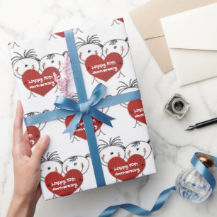 Stick figuur paar 50e Jubileum Cadeaupapier