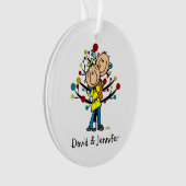 Stick figuur paar in liefde kerstversiering ornament (voorkant)