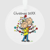 Stick figuur paar in liefde kerstversiering ornament (achterkant)