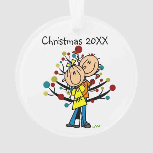 Stick figuur paar in liefde kerstversiering ornament (achterkant)