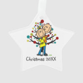 Stick figuur paar in liefde kerstversiering ornament (achterkant)