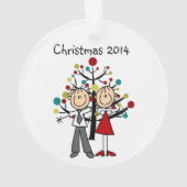 Stick Figuur paar kerstmis Acrylversiering Ornament (achterkant)