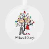 Stick Figuur paar kerstmis Acrylversiering Ornament (voorkant)