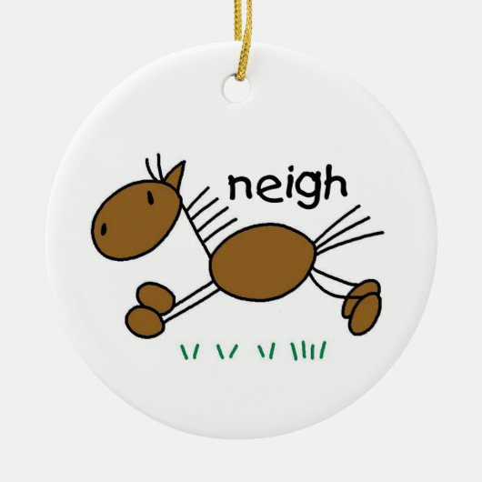 Stick Figuur Paard T-shirts en geschenken Keramisch Ornament (Voorkant)