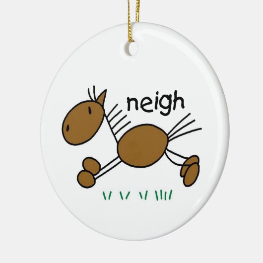 Stick Figuur Paard T-shirts en geschenken Keramisch Ornament (Links)
