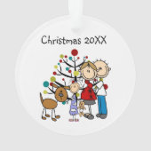 Stick figuur papa, mama, meisje, hond acryl Orname Ornament (achterkant)