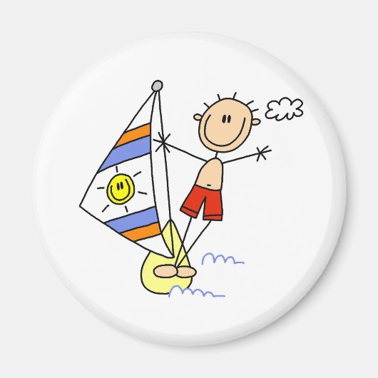 Stick figuur parasailing magneten (Voorkant)