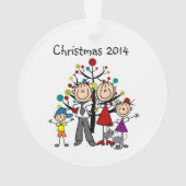 Stick Figuur Parents Boy Girl Cat Acrylic Ornament (achterkant)