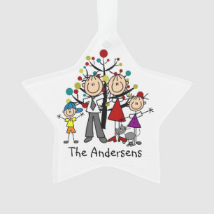 Stick Figuur Parents Boy Girl Cat AcrylOrnament Ornament