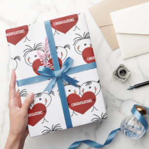 Stick figuur Passen getrouwd Gefeliciteerd Cadeaupapier