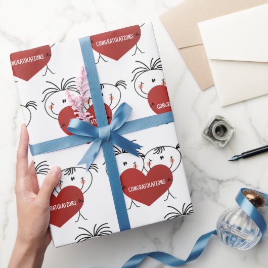 Stick figuur Passen getrouwd Gefeliciteerd Cadeaupapier (Geschenken)