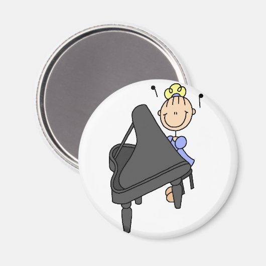 Stick figuur piano magneet (Voorkant / Achterkant)