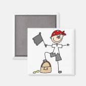 Stick Figuur Pirate Treasure Magnet (Voorkant / Achterkant)