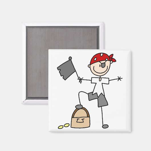 Stick Figuur Pirate Treasure Magnet (Voorkant / Achterkant)