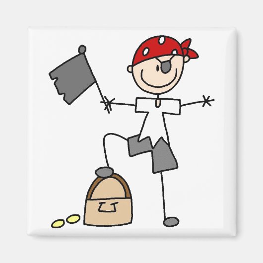 Stick Figuur Pirate Treasure Magnet (Voorkant)
