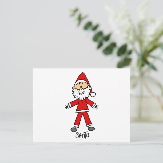 Stick Figuur Santa Claus Tshirts en Geschenken Feestdagenkaart (Staand voorkant)