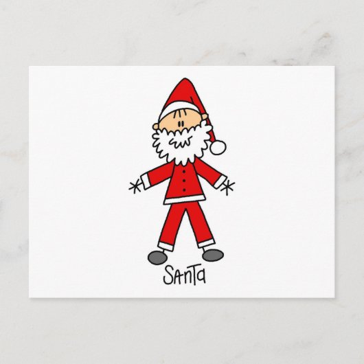 Stick Figuur Santa Claus Tshirts en Geschenken Feestdagenkaart (Voorkant)