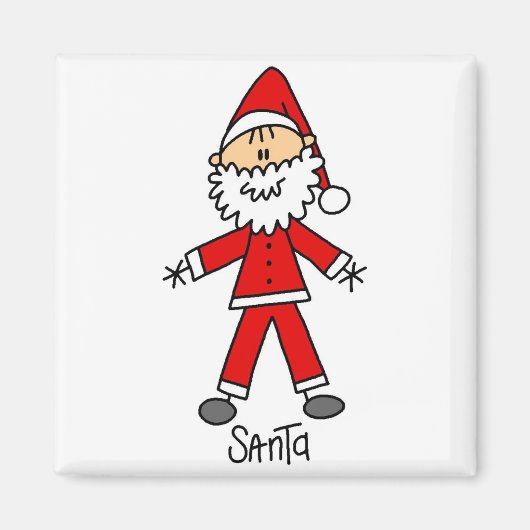 Stick Figuur Santa Claus Tshirts en Geschenken Magneet (Voorkant)