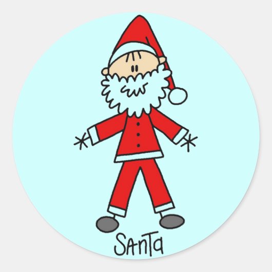 Stick Figuur Santa Claus Tshirts en Geschenken Ronde Sticker (Voorkant)
