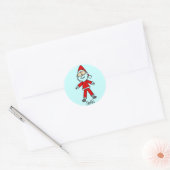 Stick Figuur Santa Claus Tshirts en Geschenken Ronde Sticker (Envelop)