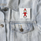 Stick Figuur Santa Claus Tshirts en Geschenken Vierkante Button 5,1 Cm (In situ)