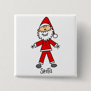 Stick Figuur Santa Claus Tshirts en Geschenken Vierkante Button 5,1 Cm