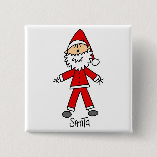 Stick Figuur Santa Claus Tshirts en Geschenken Vierkante Button 5,1 Cm (Voorkant)