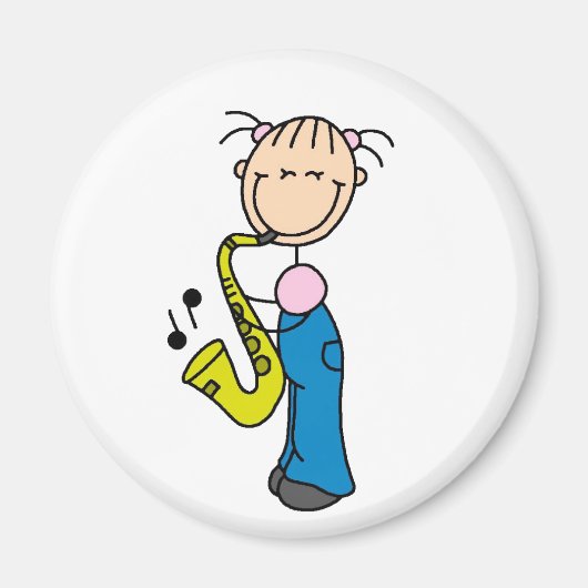 Stick figuur saxofoon magneet (Voorkant)