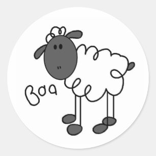 Stick figuur schapen ronde sticker